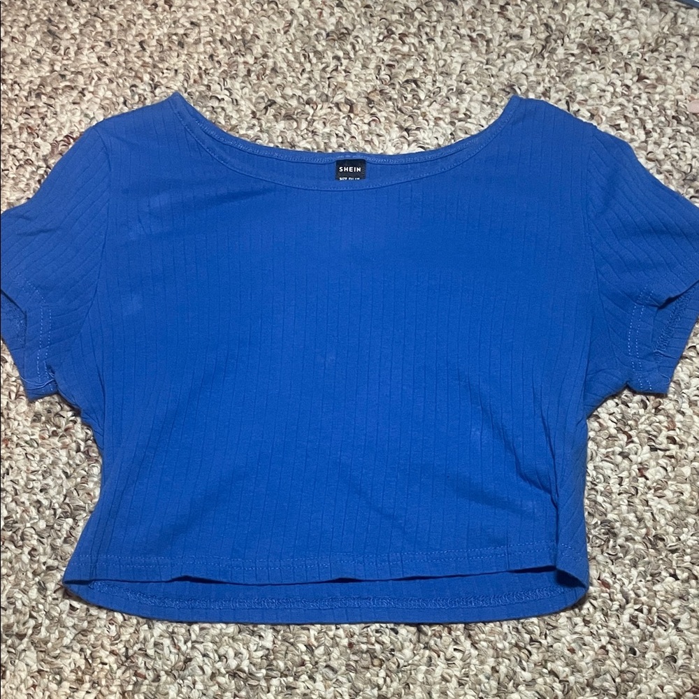 SHEIN Royal Blue Ribbed Crop Top